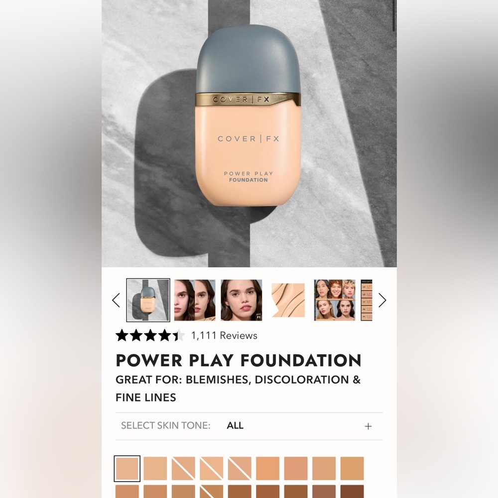 NIB - Cover FX ‘Power Play’ Matte Foundation in “F1” - Picture 2 of 14